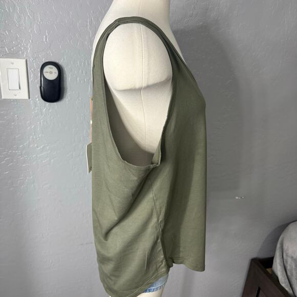 Quince Cotton Modal Double Scoop Neck Tank, Dark Olive, XL - Picture 2 of 6